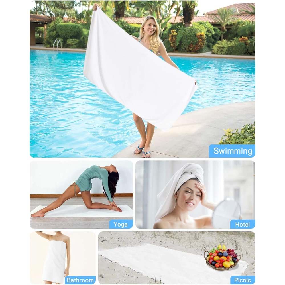 منشفة شاطئ بيضاء نقية، مناسبة  - مراجعة Pilates Yoga Towel وسعره