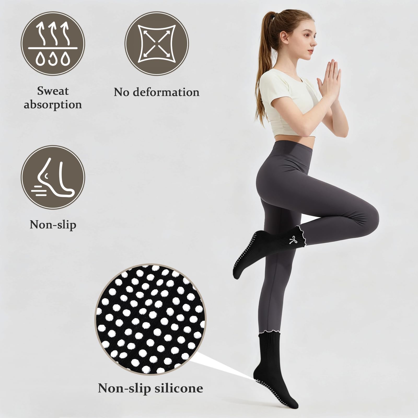عدم الانزلاق قبضة جوارب بيلاتي - مراجعة Pilates Yoga Youtube وسعره